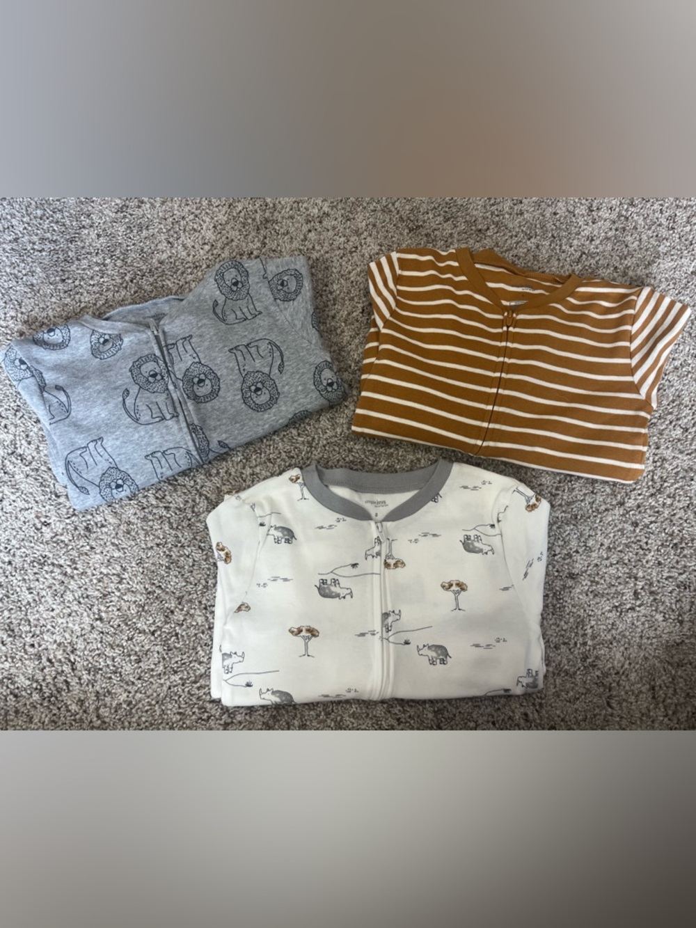 3-Pack Kids Simple Joys by Carter’s—Front Pajama Set - Gray, White, Brown